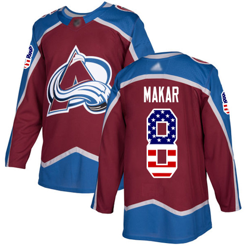 Adidas Colorado Avalanche Men #8 Cale Makar Burgundy Home Authentic USA Flag Stitched NHL Jersey->colorado avalanche->NHL Jersey